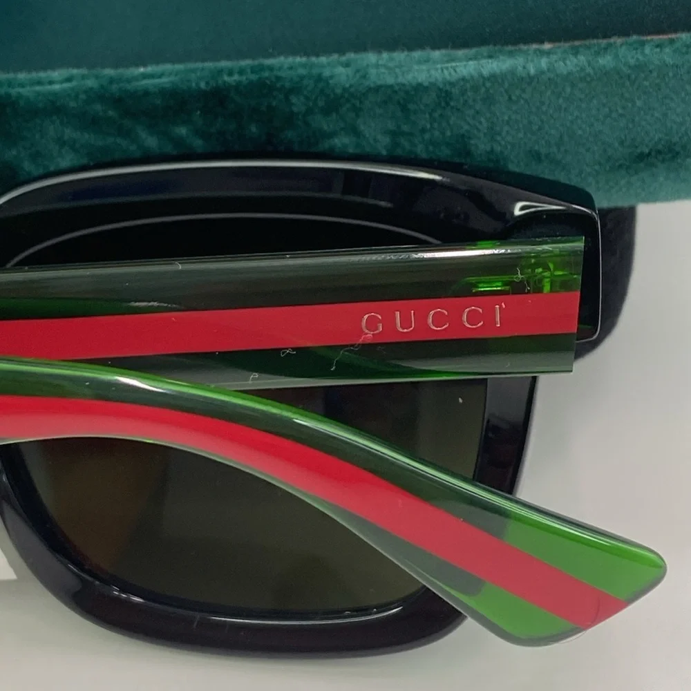💯 - New Authentic Gucci Green Square Men`s Sunglasses GG0001SN 002 52 GG0001…